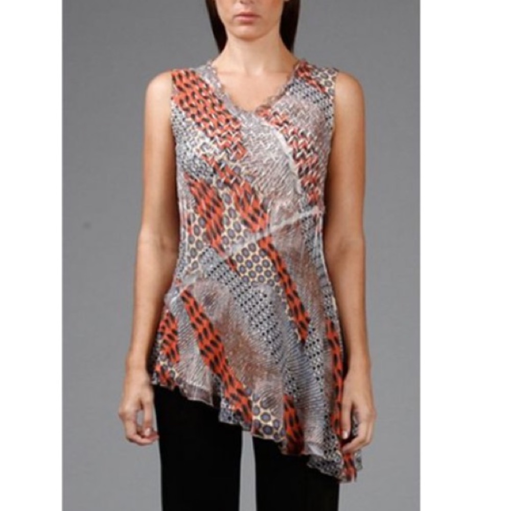 Komarov Asymmetrical Chiffon Tunic Tank Top